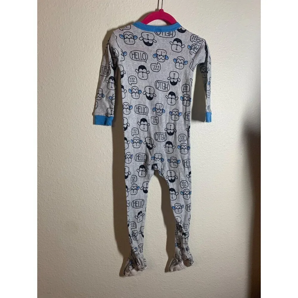 Gerber Cotton Footie Pajamas Unisex Baby Size 24 Months Monkey Print Sleepwear